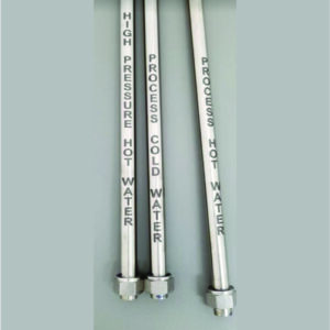 laser marked text on stainless tubing for industrial setting.
